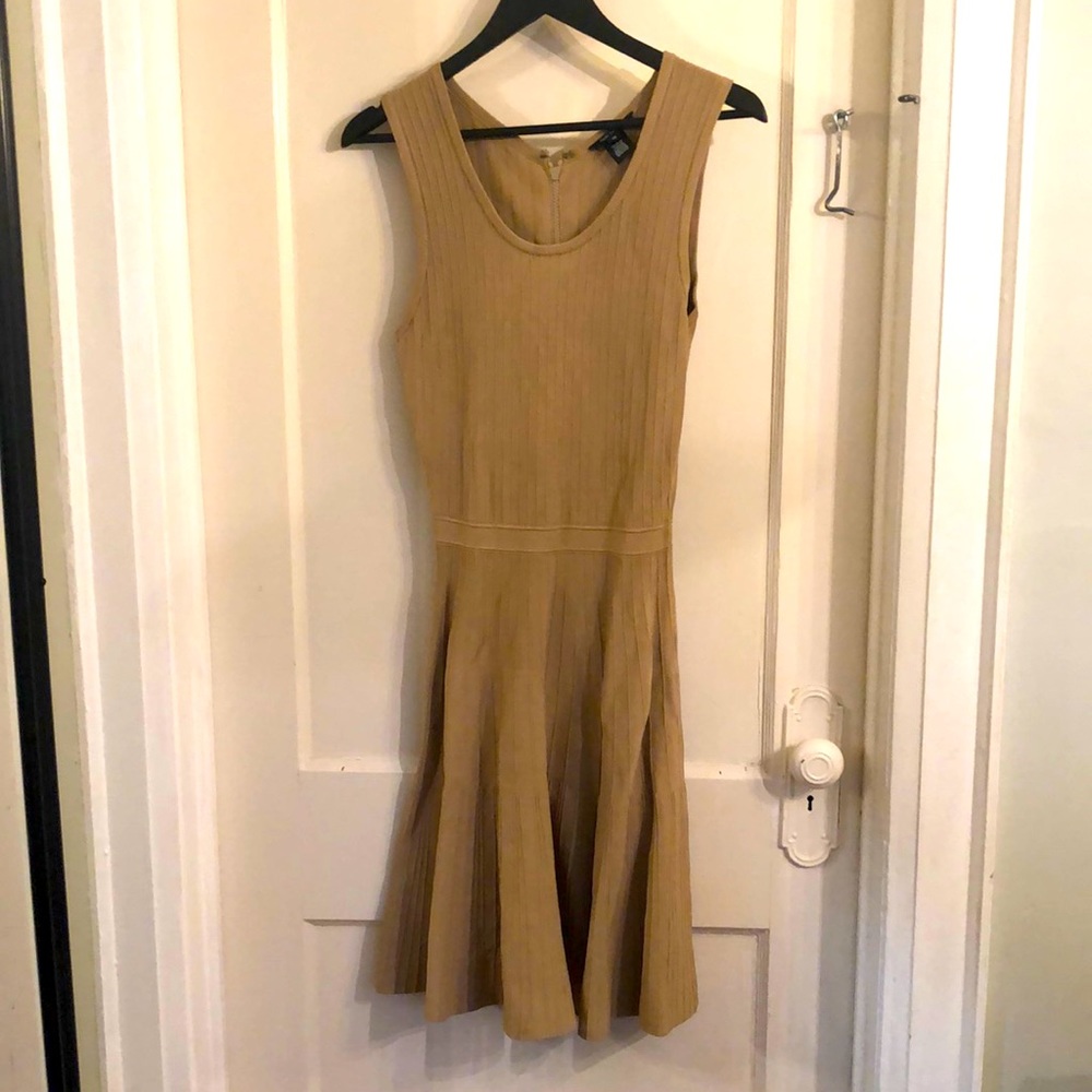 Pink Tartan classic ballerina stretch dress in camel.